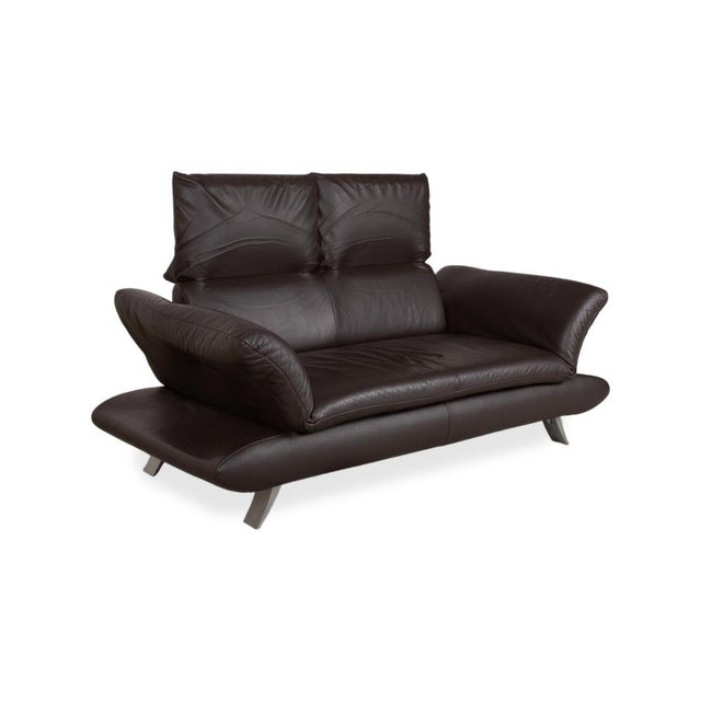 Leather Two-Seater Brown Manual Function Sofa by Koinor Velluti For Sale - Image 5 of 16