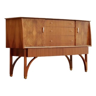 1950s Mid Century Walnut Buffet Credenza by Beautility Furniture For Sale