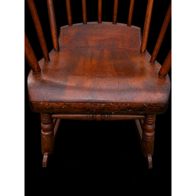 Mid 19th Century VTG High-Back Windsor Rocking Chair With Historic Upstate Ny Provenance For Sale - Image 5 of 7