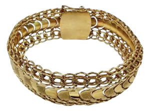 18k Yellow Gold Italian Mesh Bracelet Vintage