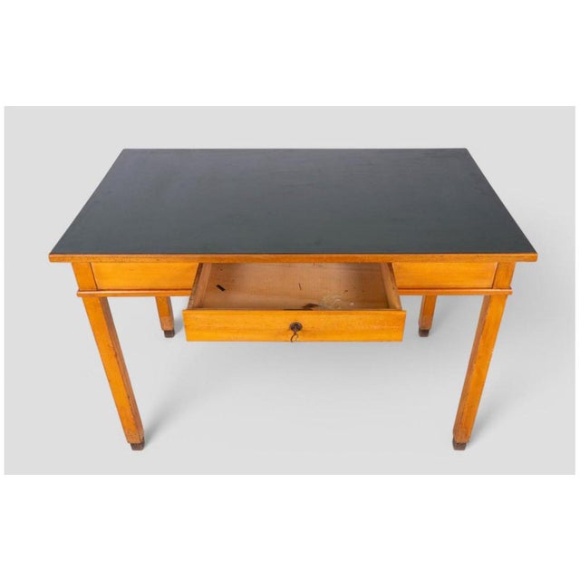 Wood Vintage Wooden Desk with Green Top, 1950s For Sale - Image 7 of 11