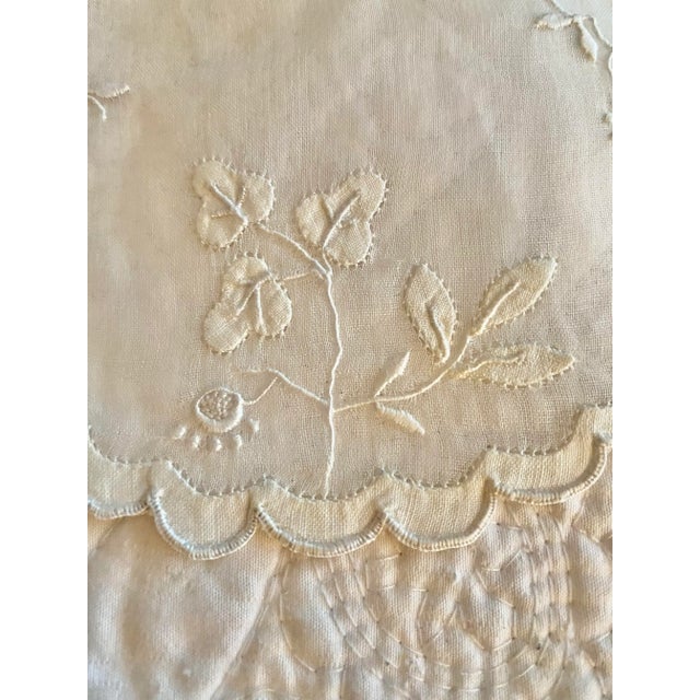 A set of 8 vintage appliqué and embroidered round cotton and linen organza Marghab cocktail napkins. Mint condition. No...