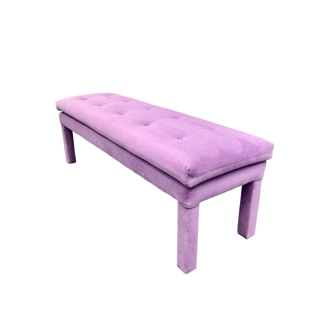 1980s Vintage Purple Upholstered Parsons Bench For Sale In New York - Image 6 of 12