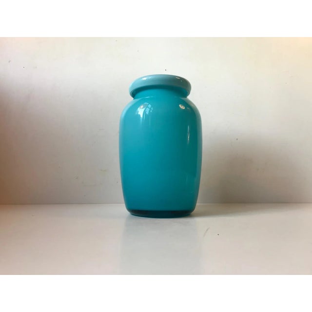 Baby Blue Glass Vase with Folded Collar by Michael Bang for Holmegaard, 1970s For Sale - Image 7 of 7