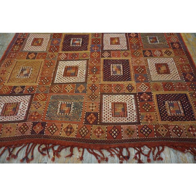 Incredible Square Pattern in a Red Background Color Antique Caucasian Verneh Flat-Weave Rug For Sale - Image 10 of 10