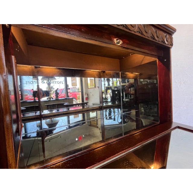1900's Wood Bar Cabinet With Glass Interior and Lights For Sale - Image 11 of 13