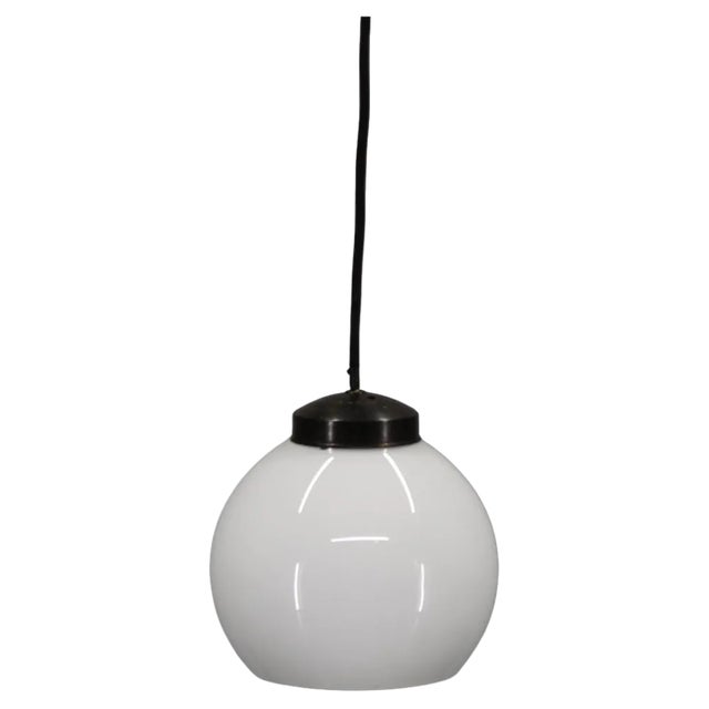 Vintage Art Deco Glass & Brass Pendant, Czechoslovakia, 1930s For Sale