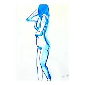 Woman in Blue Ink on Paper by Maratha Holden