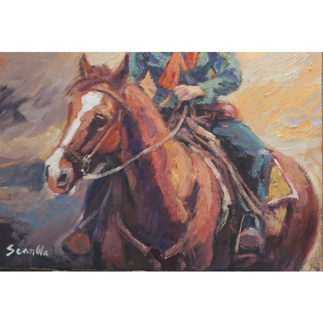 Original Oil Painting of Horse Rider For Sale - Image 4 of 5
