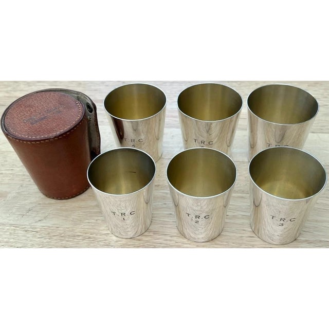 Mid 20th Century Asprey of London Set X 6 Silver Plated Stacking Travel Shot Cups For Sale - Image 5 of 18