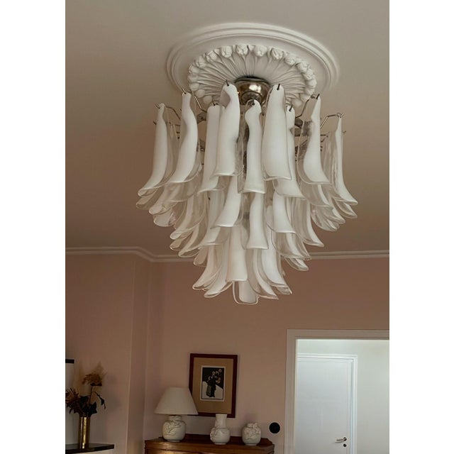 Large White Murano Chandelier For Sale - Image 4 of 11