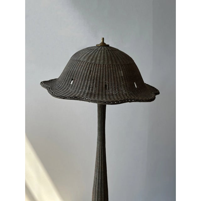 Antique Large-Scale Painted Wicker Mushroom Style Floor Lamp, Circa 1910s-20s For Sale - Image 17 of 18