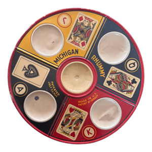 Rare 1930s Michigan Rummy Vintage Game Tray With Card Design