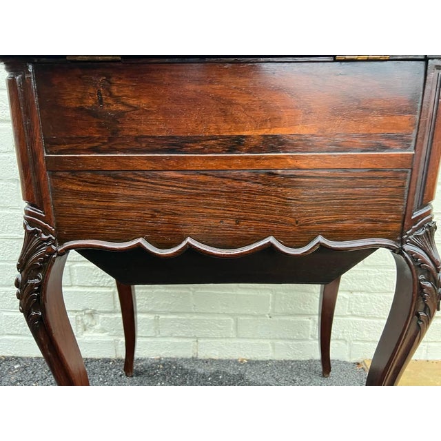 Antique Rococo Style Sewing Quilting Box Table With Lift Top For Sale In Washington DC - Image 6 of 11