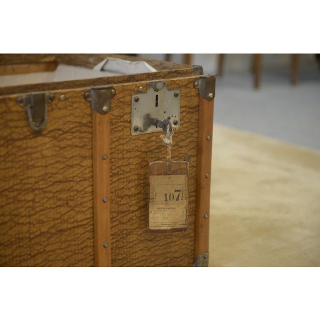 Vintage Travel Trunk with Key, 1950s For Sale - Image 9 of 11
