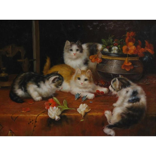 After Henriëtte Ronner-Knip, Painting of a kitten. Oil on Board For Sale - Image 9 of 9