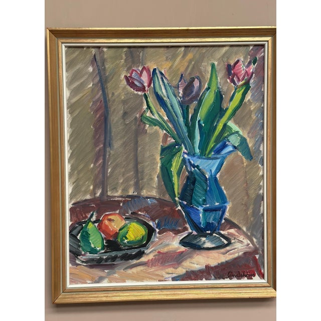 Knut Lindström, Tulips, 1966, Oil on Canvas, Framed For Sale - Image 7 of 13
