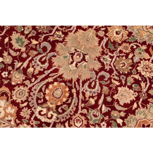 Floral 1990's Pak-Persian Maroon/Green Wool Rug - 6'1'' X 9'0'' For Sale In New York - Image 6 of 9