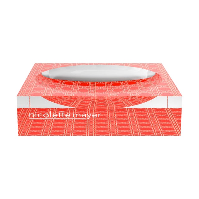 Contemporary Sublime Trellis Salmon Acrylic Candy Catchall Dish, Large For Sale - Image 3 of 9
