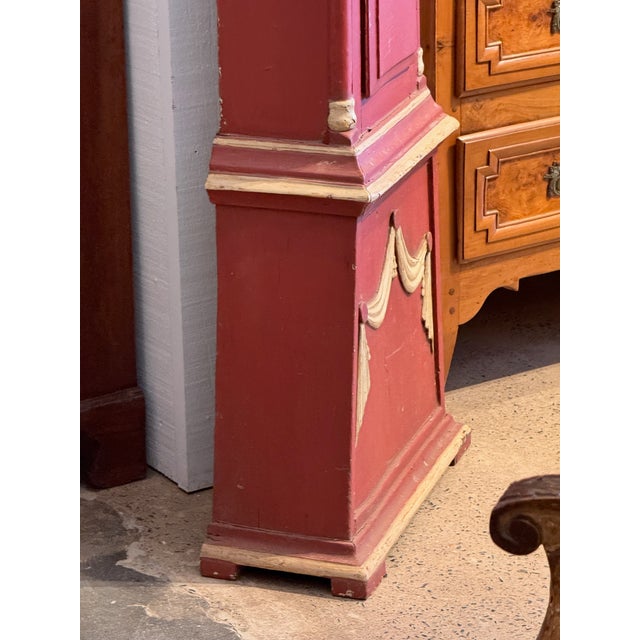 19th Century Swedish Tall Clock With Red Painted Case For Sale - Image 10 of 18