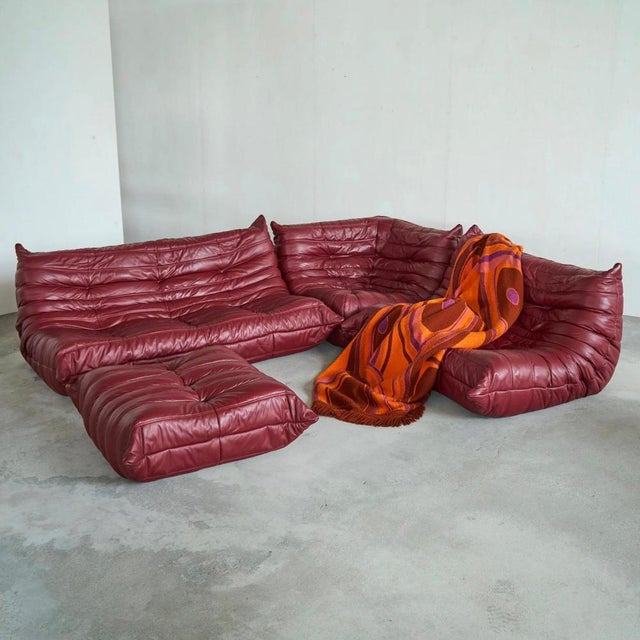 Michel Ducaroy 'Togo' Set in Oxblood Red Leather for Ligne Roset, France, Early 21st Century. Wonderful and high quality...