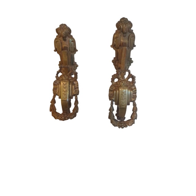 Traditional Vintage Pair of French Bronze Empire Curtain Ties For Sale - Image 3 of 3
