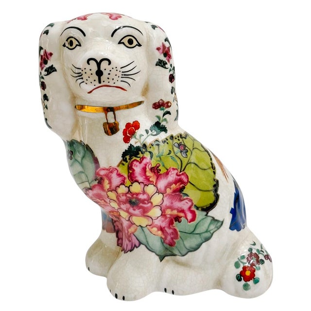 Contemporary Tobacco Leaf Petite Staffordshire Style Spaniel Dogs - a Pair For Sale - Image 3 of 7