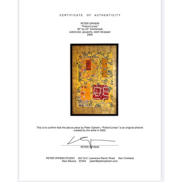 Original Gallery Contemporary Abstract Mixed Media Titled “Potion/Limes” by New York Artist, Peter Opheim (B. 1961) For Sale - Image 10 of 11