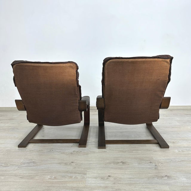Animal Skin Leather Armchairs Attr. To Arnt Lande for Westnofa - A Pair For Sale - Image 7 of 18
