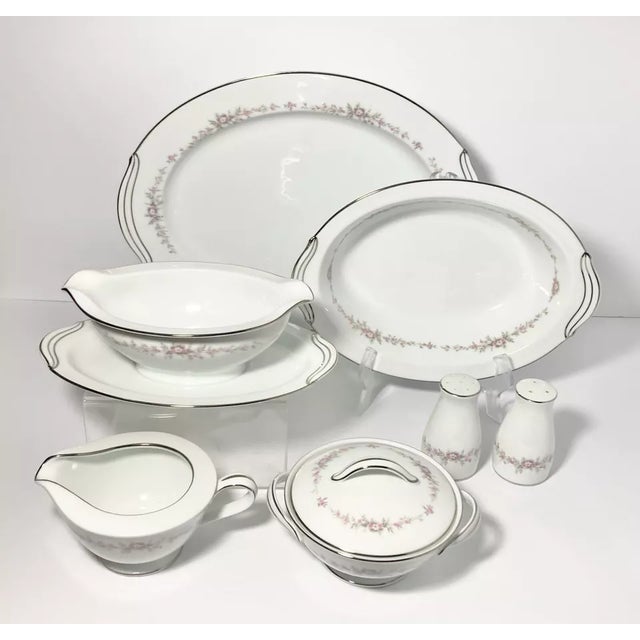 Contemporary 1960s Noritake “Rosepoint” 6-Piece Porcelain Dinnerware Serving Hostess Set For Sale - Image 3 of 11