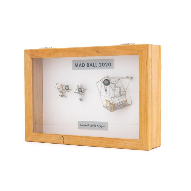 Asagi Meada (Japanese, b. 1977) Framed Three 2020 Mad Ball Art Jewelry Pieces, comprising: pair of silver and pearl...