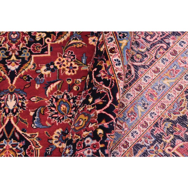 Textile Shabby Chic Persian Red/Blue Wool Rug - 8'0'' X 11'11'' For Sale - Image 7 of 10