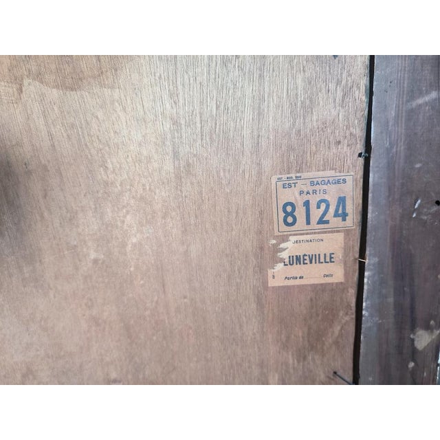 Reine Virely, Still Life of Flowers with Sculpture and Violin, Oil on Panel, 1937 For Sale - Image 7 of 9