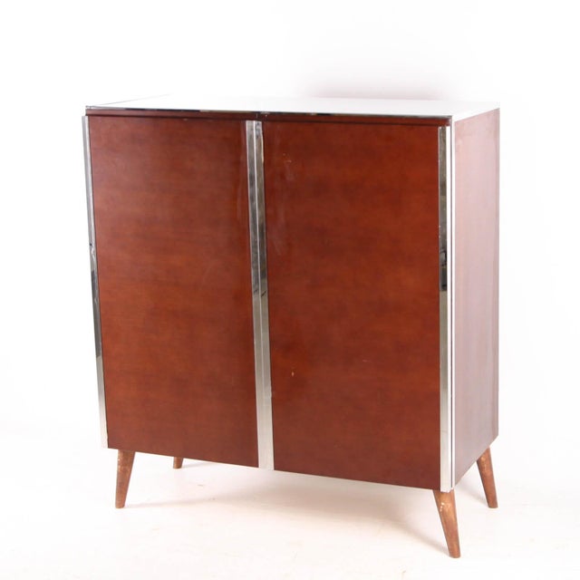 Small Armoire in Wood and Chrome, 1980s For Sale - Image 6 of 10