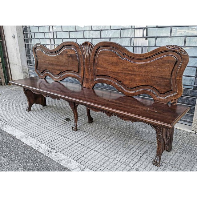 Wooden bench with lion paw feet made of solid wood italy 1950 category benches antique style dimensions: height cm 113...