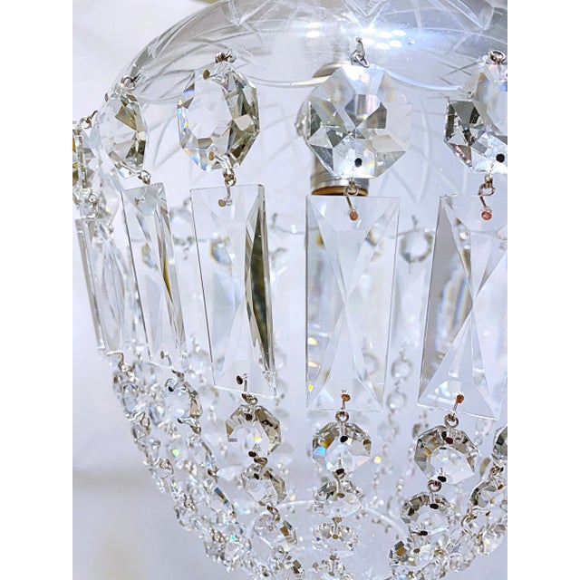 Vintage Hand Cut Glass Dish Basket Chandelier For Sale In New York - Image 6 of 8