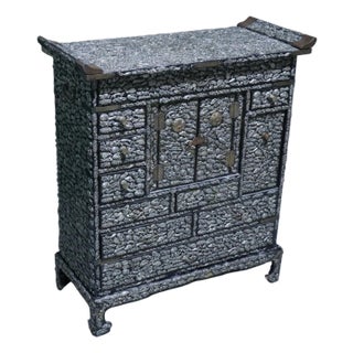 Rare Antique Japanese Tansu Adorned With Hundreds of Hand Hammered Milagro Charms For Sale