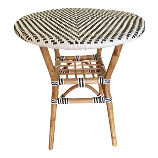 Boho Chic Rattan Small Table With Woven Plastic For Sale