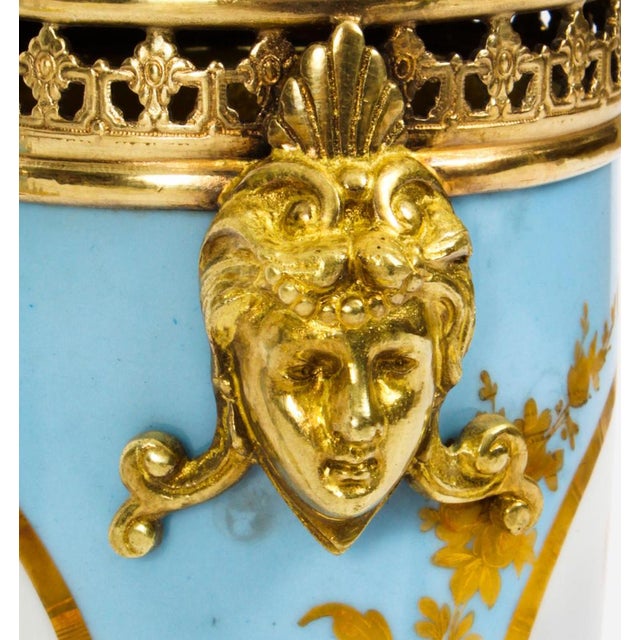 French Duck Egg Blue Sevres Urns, 19th Century, Set of 2 For Sale - Image 13 of 18