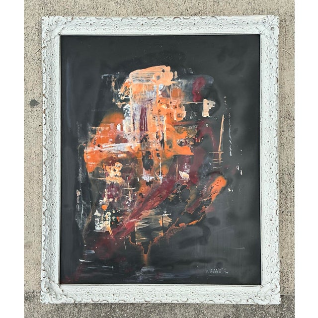 Vintage Original Abstract Oil Painting on Canvas For Sale In West Palm - Image 6 of 12