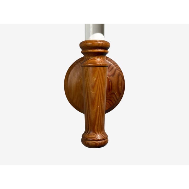 Scandinavian Modern, Wall Sconce, Pine, Fabric, Sweden, 1970s For Sale - Image 11 of 12