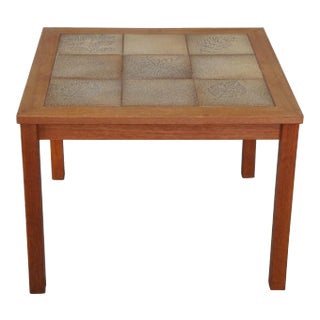 1960s Mid Century Danish Modern Tiled Square Corner End Table For Sale