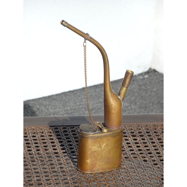 Metal Vintage Chinese Brass Engraved Tobacco Pipe Collectible For Sale - Image 7 of 16