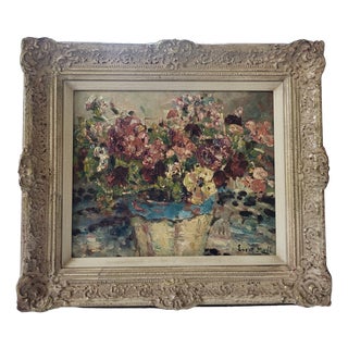 Evert Moll, Impressionist Floral Still Life Painting, 1927, Oil on Board and Masonite For Sale