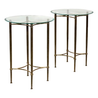 Round Brass and Glass Coffee Tables, 1960s, Set of 2 For Sale