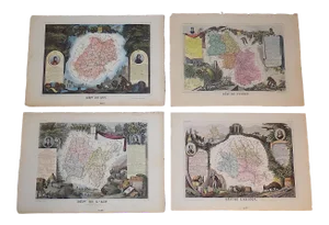 Authentic Antique 19th C. Maps-Provinces of France-Engravings-Imperial Folio-Set of 4