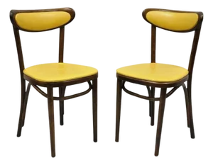 Mid 20th Century Vintage Gar Products Yellow Bentwood Ice Cream Parlor Dining Side Chair - A Pair