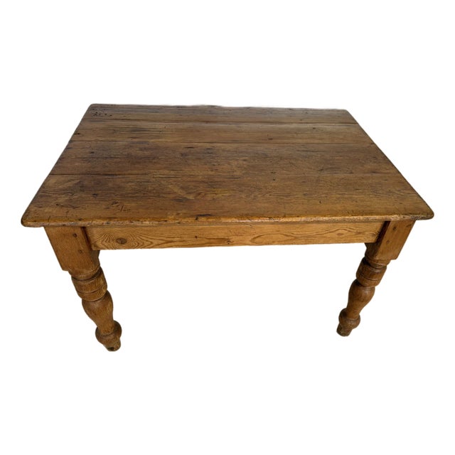Antique Pine Table With One Drawer From England For Sale