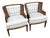 Vintage Hollywood Regency Cane Tufted Barrels Chairs - A Pair For Sale