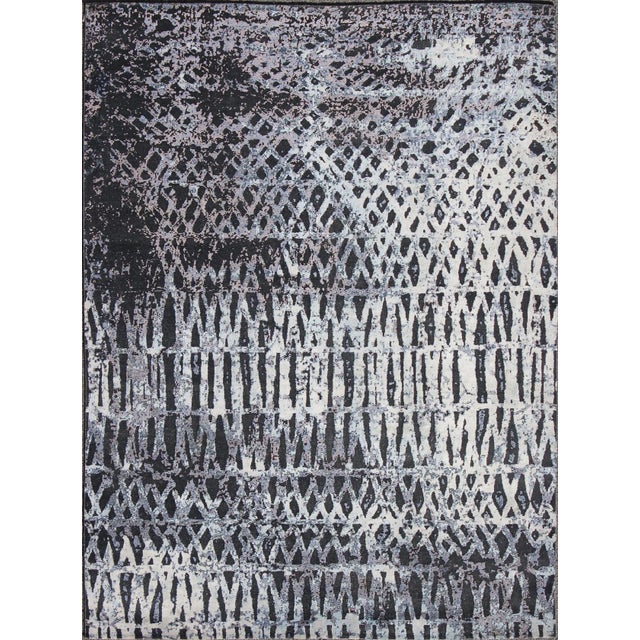 Textile Modern Rug by Keivan Woven Arts With Abstract Design in Black Charcoal For Sale - Image 7 of 7
